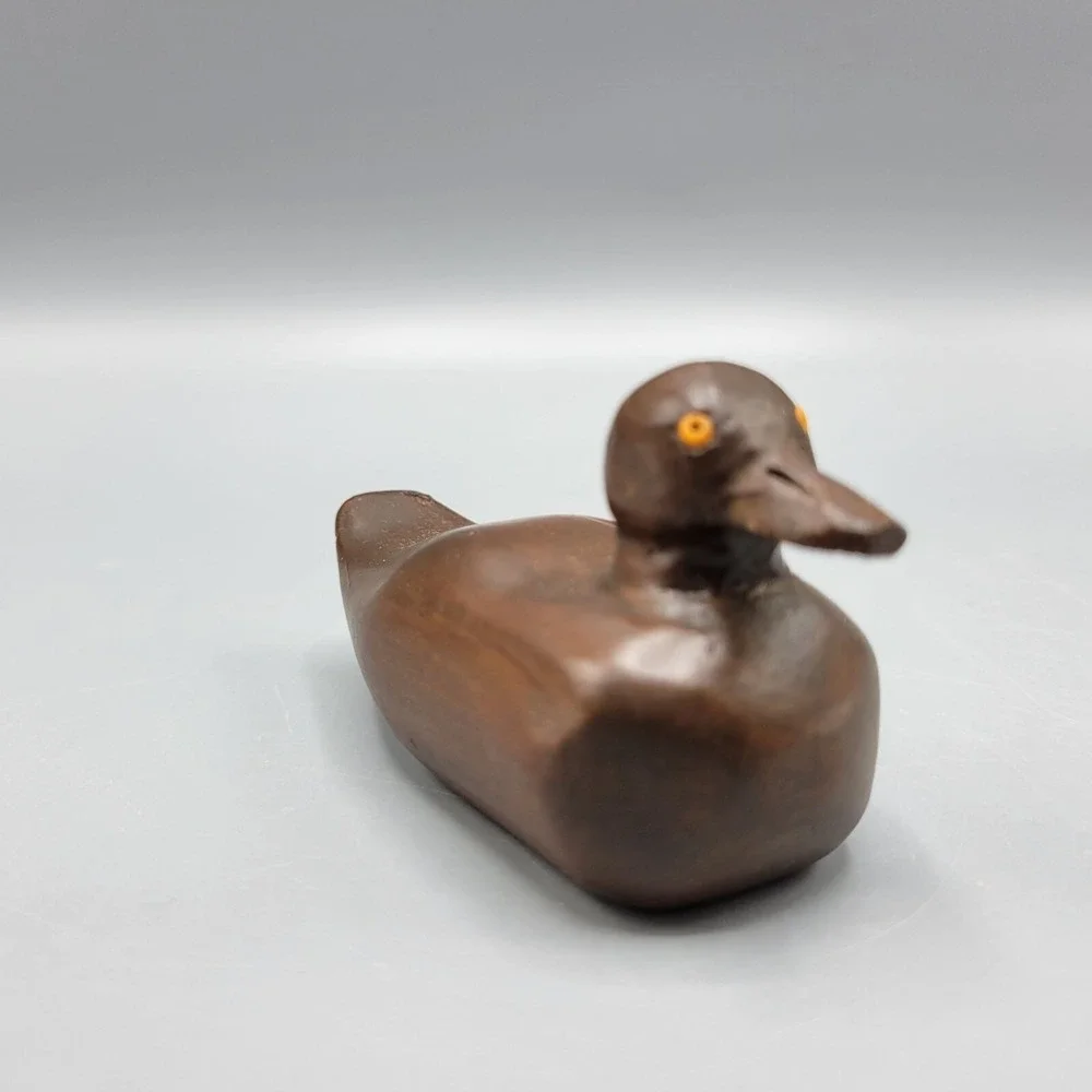 Vintage Hand Carved Wooden Duck Figurine Signed Larson 1978 1.75